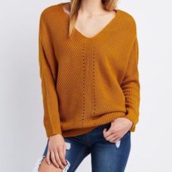 mustard yellow v neck sweater